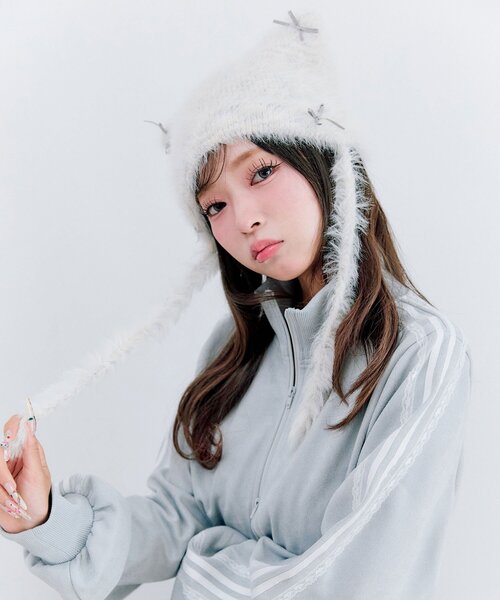 OLIVE des OLIVE（オリーブデオリーブ）の「ねこ耳シャギーニット帽（ニットキャップ/ビーニー・レディース・グレー/ピンク/アイボリー・FREE）」の9枚目の写真