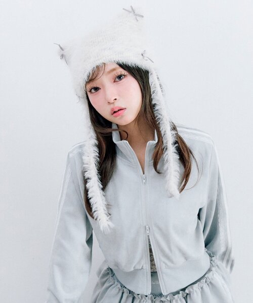 OLIVE des OLIVE（オリーブデオリーブ）の「ねこ耳シャギーニット帽（ニットキャップ/ビーニー・レディース・グレー/ピンク/アイボリー・FREE）」の10枚目の写真