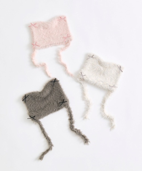 OLIVE des OLIVE（オリーブデオリーブ）の「ねこ耳シャギーニット帽（ニットキャップ/ビーニー・レディース・グレー/ピンク/アイボリー・FREE）」の4枚目の写真