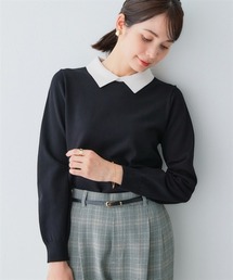 7days Life Styling | 配色襟付きニット（乾燥機OK・ウォッシャブル・静電気防止・毛玉になりにくい・UVカット）<大きいサイズ有>(ニット/セーター)
