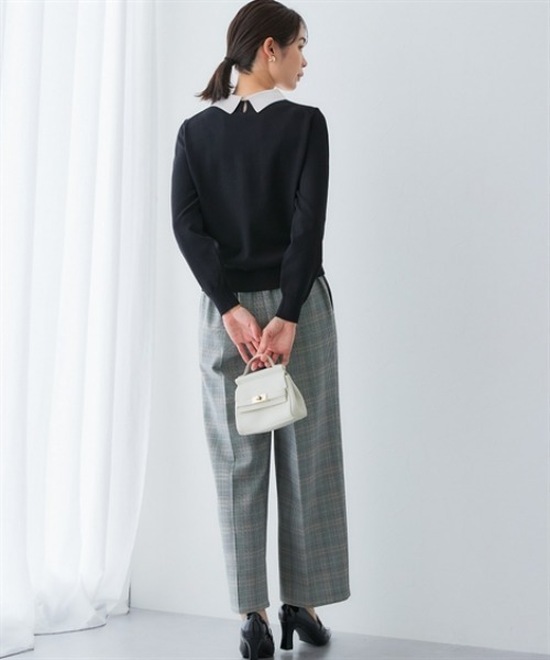 7days Life Styling（セブンデイズライフスタイリング）の「配色襟付きニット（乾燥機OK・ウォッシャブル・静電気防止・毛玉になりにくい・UVカット）<大きいサイズ有>（ニット/セーター・レディース・ベージュ系/ブラック系・3L/LL/L/M/S）」の5枚目の写真