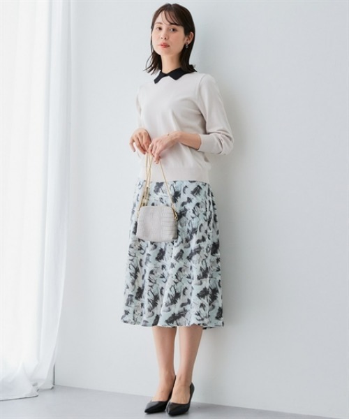 7days Life Styling（セブンデイズライフスタイリング）の「配色襟付きニット（乾燥機OK・ウォッシャブル・静電気防止・毛玉になりにくい・UVカット）<大きいサイズ有>（ニット/セーター・レディース・ベージュ系/ブラック系・3L/LL/L/M/S）」の7枚目の写真