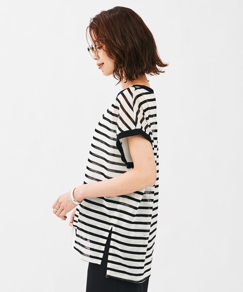 UNTITLED(アンタイトル)の「シアーボーダーカットソー(Tシャツ/カットソー・レディース・ホワイト系5/ブラック系2・02)」の5枚目の写真