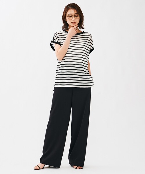 UNTITLED(アンタイトル)の「シアーボーダーカットソー(Tシャツ/カットソー・レディース・ホワイト系5/ブラック系2・02)」の6枚目の写真