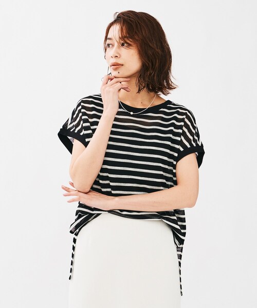 UNTITLED(アンタイトル)の「シアーボーダーカットソー(Tシャツ/カットソー・レディース・ホワイト系5/ブラック系2・02)」の8枚目の写真