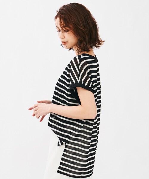 UNTITLED(アンタイトル)の「シアーボーダーカットソー(Tシャツ/カットソー・レディース・ホワイト系5/ブラック系2・02)」の9枚目の写真
