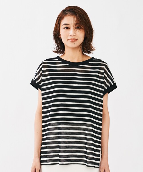 UNTITLED(アンタイトル)の「シアーボーダーカットソー(Tシャツ/カットソー・レディース・ホワイト系5/ブラック系2・02)」の12枚目の写真