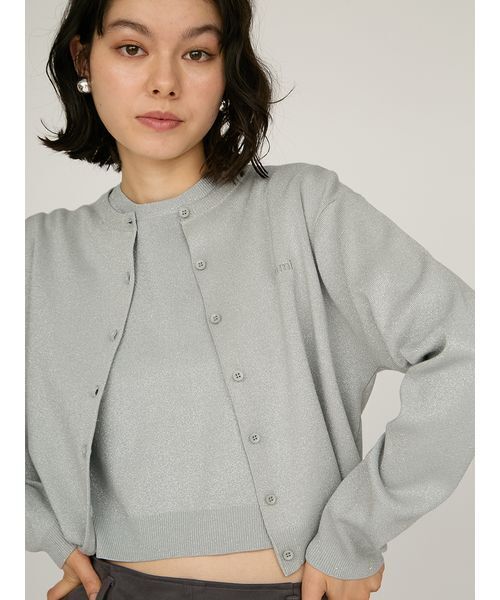 emmi（エミ）の「【限定カラー】emmiロゴアンサンブルニットトップス（カーディガン/ボレロ・レディース・アイボリー/ライトベージュ/ベビーピンク/グレー/ピンク・F）」の3枚目の写真