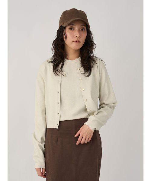 emmi（エミ）の「【限定カラー】emmiロゴアンサンブルニットトップス（カーディガン/ボレロ・レディース・アイボリー/ライトベージュ/ベビーピンク/グレー/ピンク・F）」の4枚目の写真