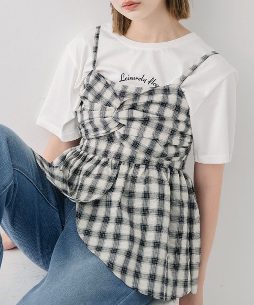 RETRO GIRL(レトロガール)の「チェックイレヘムビスチェ(シャツ/ブラウス・レディース・ブルー系その他2/ブラック系その他2/レッド系その他2・FREE)」の1枚目の写真