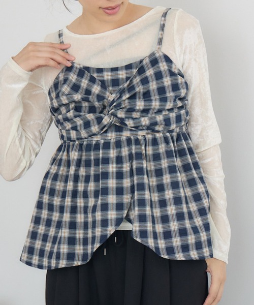 RETRO GIRL(レトロガール)の「チェックイレヘムビスチェ(シャツ/ブラウス・レディース・ブルー系その他2/ブラック系その他2/レッド系その他2・FREE)」の2枚目の写真