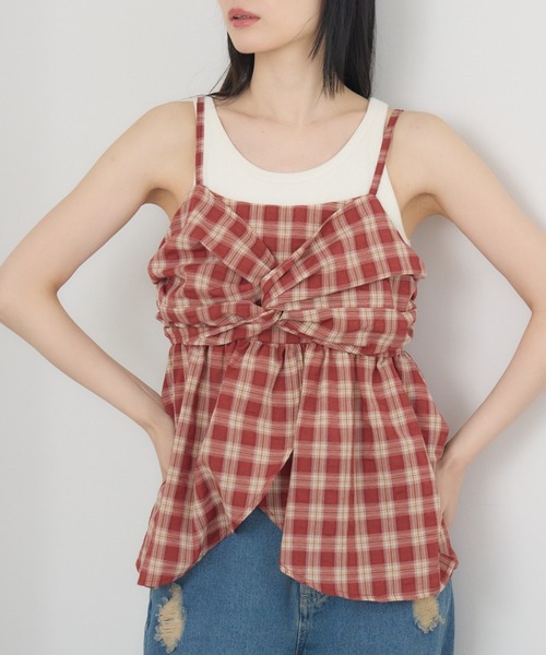 RETRO GIRL(レトロガール)の「チェックイレヘムビスチェ(シャツ/ブラウス・レディース・ブルー系その他2/ブラック系その他2/レッド系その他2・FREE)」の3枚目の写真