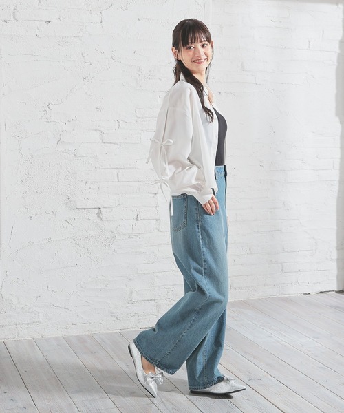 Honeys(ハニーズ)の「袖リボンシャツ(シャツ/ブラウス・レディース・ブルー/ブラック/ピンク/ホワイト・L/M/S/SS)」の9枚目の写真