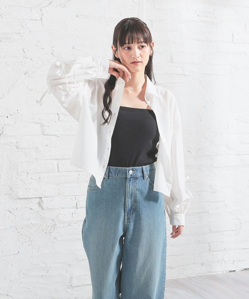 Honeys(ハニーズ)の「袖リボンシャツ(シャツ/ブラウス・レディース・ブルー/ブラック/ピンク/ホワイト・L/M/S/SS)」の10枚目の写真
