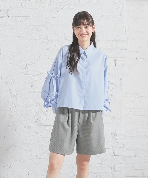 Honeys(ハニーズ)の「袖リボンシャツ(シャツ/ブラウス・レディース・ブルー/ブラック/ピンク/ホワイト・L/M/S/SS)」の17枚目の写真