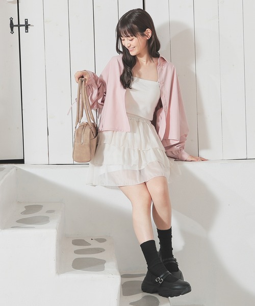 Honeys(ハニーズ)の「袖リボンシャツ(シャツ/ブラウス・レディース・ブルー/ブラック/ピンク/ホワイト・L/M/S/SS)」の18枚目の写真