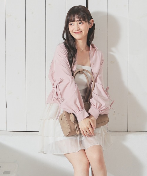 Honeys(ハニーズ)の「袖リボンシャツ(シャツ/ブラウス・レディース・ブルー/ブラック/ピンク/ホワイト・L/M/S/SS)」の19枚目の写真