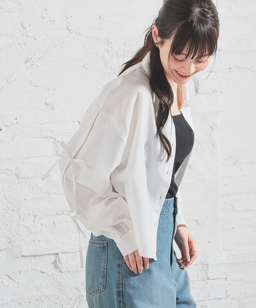 Honeys(ハニーズ)の「袖リボンシャツ(シャツ/ブラウス・レディース・ブルー/ブラック/ピンク/ホワイト・L/M/S/SS)」の5枚目の写真