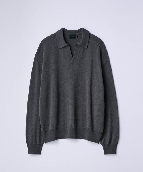 SLICK（スリック）の「【SLICK/スリック】Loop Yarn Skipper Polo Knit/ループヤーンスキッパーポロ ニット/ヴィンテージ（ポロシャツ・メンズ・チャコールグレー/ブラック・1/2/3）」の11枚目の写真
