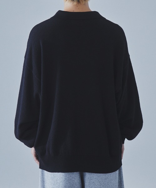 SLICK（スリック）の「【SLICK/スリック】Loop Yarn Skipper Polo Knit/ループヤーンスキッパーポロ ニット/ヴィンテージ（ポロシャツ・メンズ・チャコールグレー/ブラック・1/2/3）」の4枚目の写真
