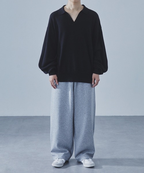 SLICK（スリック）の「【SLICK/スリック】Loop Yarn Skipper Polo Knit/ループヤーンスキッパーポロ ニット/ヴィンテージ（ポロシャツ・メンズ・チャコールグレー/ブラック・1/2/3）」の5枚目の写真
