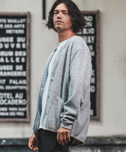 CAMBIO（カンビオ）の「mcg3694- ウール混ビッグワッフルカーディガン(CAM-7290)（カーディガン/ボレロ・メンズ・ブラック/杢グレー/マスタード・M/L）」の5枚目の写真