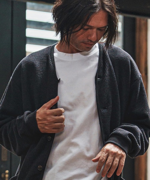 CAMBIO（カンビオ）の「mcg3694- ウール混ビッグワッフルカーディガン(CAM-7290)（カーディガン/ボレロ・メンズ・ブラック/杢グレー/マスタード・M/L）」の9枚目の写真