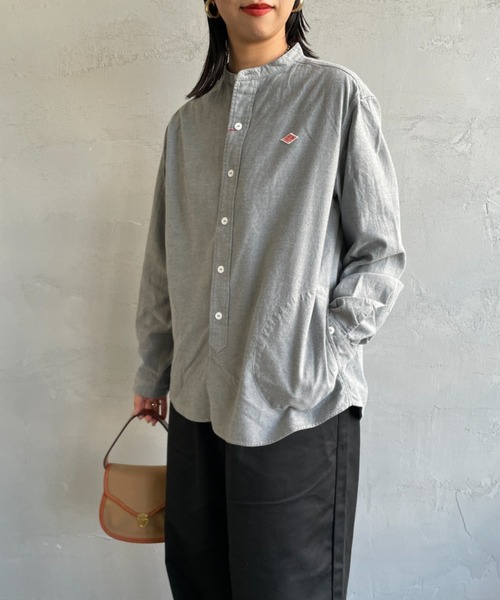 DANTON（ダントン）の「[DANTON/ダントン] コットンフランネル バンドカラーシャツ（シャツ/ブラウス・レディース・グレー/オリーブ/キナリ・38/36/34）」の2枚目の写真