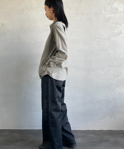 DANTON（ダントン）の「[DANTON/ダントン] コットンフランネル バンドカラーシャツ（シャツ/ブラウス・レディース・グレー/オリーブ/キナリ・38/36/34）」の17枚目の写真