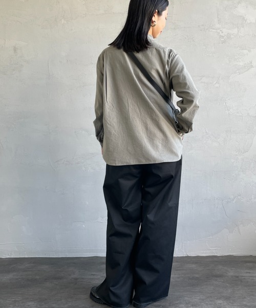 DANTON（ダントン）の「[DANTON/ダントン] コットンフランネル バンドカラーシャツ（シャツ/ブラウス・レディース・グレー/オリーブ/キナリ・38/36/34）」の18枚目の写真