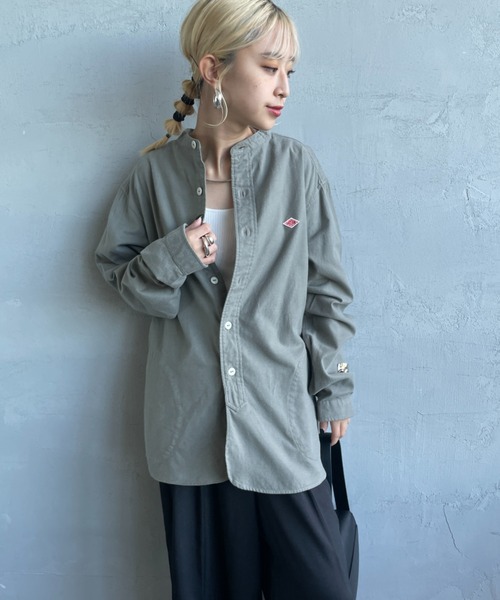DANTON（ダントン）の「[DANTON/ダントン] コットンフランネル バンドカラーシャツ（シャツ/ブラウス・レディース・グレー/オリーブ/キナリ・38/36/34）」の4枚目の写真