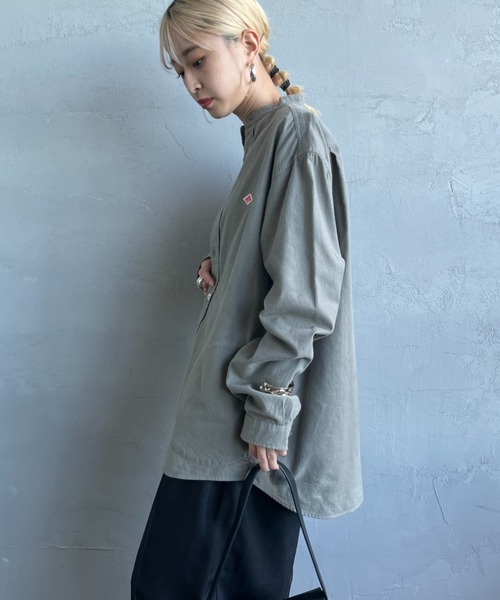 DANTON（ダントン）の「[DANTON/ダントン] コットンフランネル バンドカラーシャツ（シャツ/ブラウス・レディース・グレー/オリーブ/キナリ・38/36/34）」の5枚目の写真