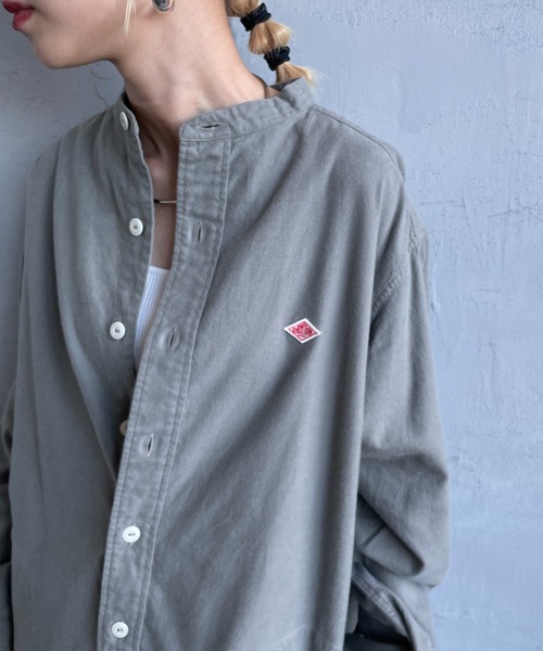 DANTON（ダントン）の「[DANTON/ダントン] コットンフランネル バンドカラーシャツ（シャツ/ブラウス・レディース・グレー/オリーブ/キナリ・38/36/34）」の10枚目の写真