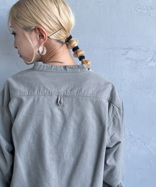 DANTON（ダントン）の「[DANTON/ダントン] コットンフランネル バンドカラーシャツ（シャツ/ブラウス・レディース・グレー/オリーブ/キナリ・38/36/34）」の12枚目の写真