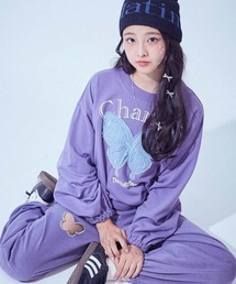 OZZ ONESTE パープル フリル長袖トップス OZZ ONESTE パープル フリル