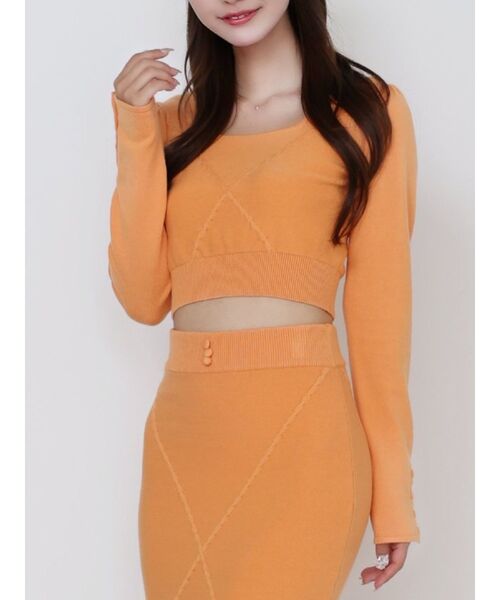 EATME（イートミー）の「【SETUP着用可】クロスケーブルニットTOP（ニット/セーター・レディース・オレンジ/オフホワイト/グレー/ブラック・FREE）」の4枚目の写真