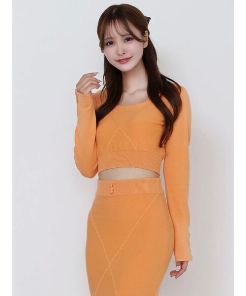 EATME（イートミー）の「【SETUP着用可】クロスケーブルニットTOP（ニット/セーター・レディース・オレンジ/オフホワイト/グレー/ブラック・FREE）」の5枚目の写真