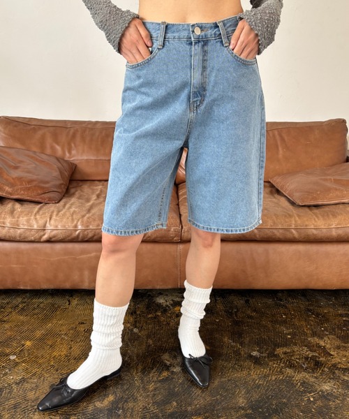 FUULLY STUDIO（フーリィーステューディオ）の「デニムハーフパンツ（デニムパンツ・レディース・ブラック/ブルー/ホワイト・SMALL/MEDIUM）」の10枚目の写真