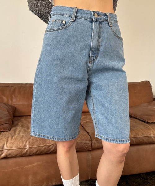 FUULLY STUDIO（フーリィーステューディオ）の「デニムハーフパンツ（デニムパンツ・レディース・ブラック/ブルー/ホワイト・SMALL/MEDIUM）」の11枚目の写真