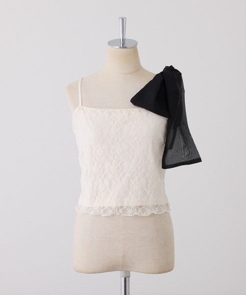 one after another NICE CLAUP(ワンアフターアナザーナイスクラップ)の「肩リボンキャミソール/取り外し可能(キャミソール・レディース・オフホワイト/アイボリー/ピンク・FREE)」の4枚目の写真