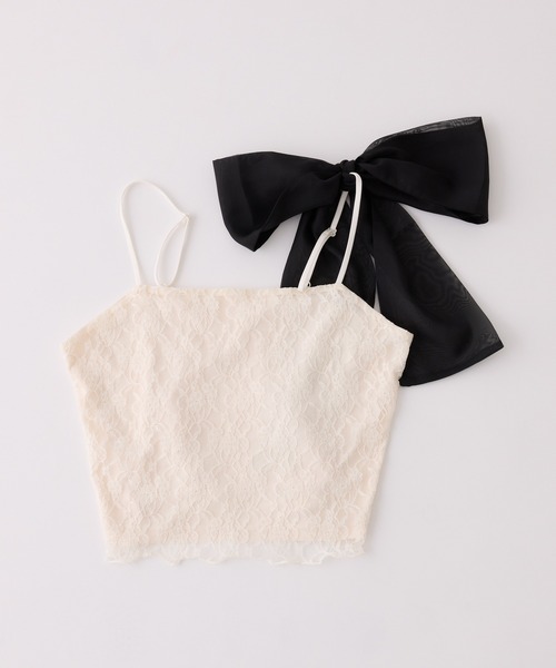 one after another NICE CLAUP(ワンアフターアナザーナイスクラップ)の「肩リボンキャミソール/取り外し可能(キャミソール・レディース・オフホワイト/アイボリー/ピンク・FREE)」の13枚目の写真