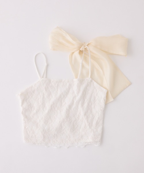 one after another NICE CLAUP(ワンアフターアナザーナイスクラップ)の「肩リボンキャミソール/取り外し可能(キャミソール・レディース・オフホワイト/アイボリー/ピンク・FREE)」の12枚目の写真