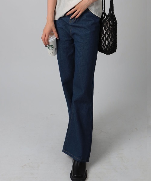NANAHACHI(ナナハチ)の「ベーシック ワイドデニムパンツ(デニムパンツ・レディース・ブルー・LARGE/MEDIUM/SMALL)」の1枚目の写真