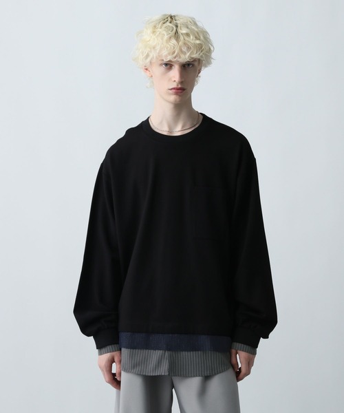 HARE（ハレ）の「ダブルレイヤードカットソー(HARE)（Tシャツ/カットソー・メンズ・レッド/グレー/ブラック・FREE）」の2枚目の写真