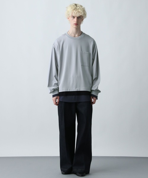 HARE（ハレ）の「ダブルレイヤードカットソー(HARE)（Tシャツ/カットソー・メンズ・レッド/グレー/ブラック・FREE）」の6枚目の写真