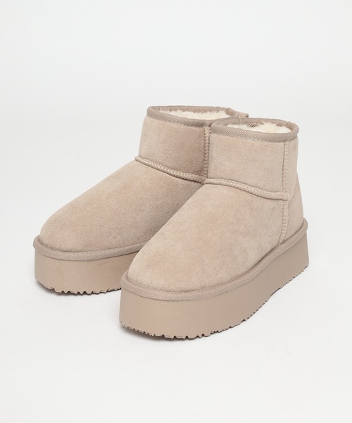 Honeys（ハニーズ）の「厚底フェイクムートン（ブーツ・レディース・キャメル/ベージュ/ブラック・S/M/LL/L）」の17枚目の写真