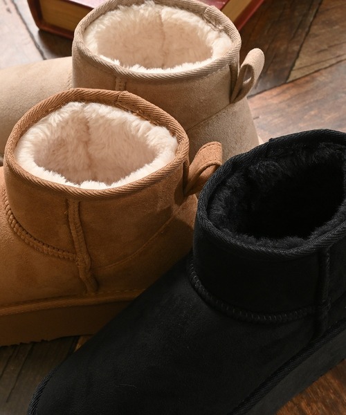 Honeys（ハニーズ）の「厚底フェイクムートン（ブーツ・レディース・キャメル/ベージュ/ブラック・S/M/LL/L）」の21枚目の写真