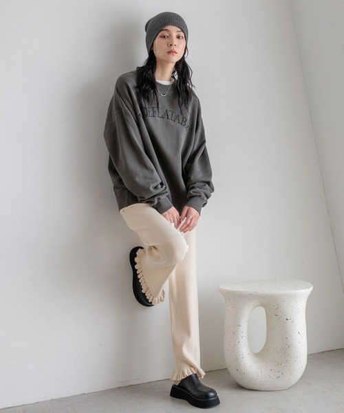 LOWRYS FARM（ローリーズファーム）の「スソフリルニットパンツ　580830（その他パンツ・レディース・ブラック/アイボリー/ブラウン・FREE）」の11枚目の写真