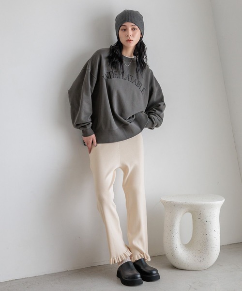 LOWRYS FARM（ローリーズファーム）の「スソフリルニットパンツ　580830（その他パンツ・レディース・ブラック/アイボリー/ブラウン・FREE）」の12枚目の写真