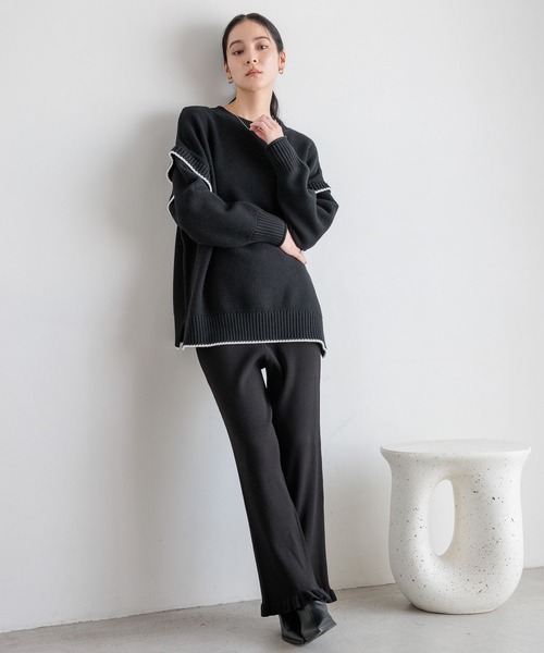 LOWRYS FARM（ローリーズファーム）の「スソフリルニットパンツ　580830（その他パンツ・レディース・ブラック/アイボリー/ブラウン・FREE）」の17枚目の写真